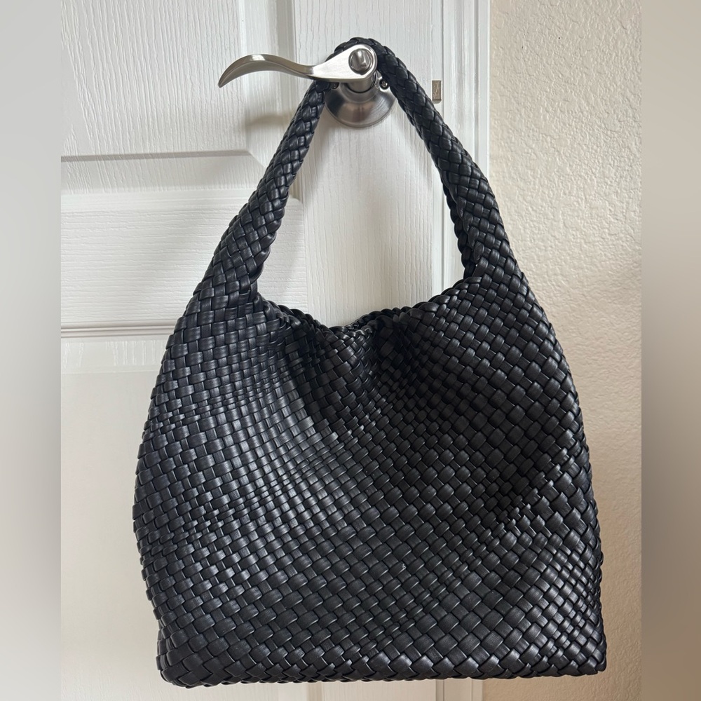 Elegant Black Woven Tote Bag